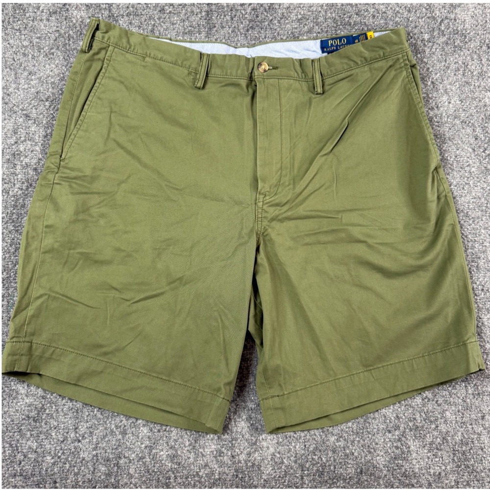 Polo Ralph Lauren Chino Shorts Mens 40 Green Stretch Classic Fit Olive Twill